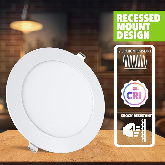 LeisureLED 5 Pack RV Boat Recessed Ceiling Light 720 Lumen Super Slim LED Panel Light DC 12V 5.75" 9W Full Aluminum Downlights 700 Lumen Warm (Warm White)