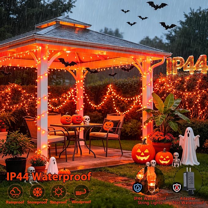JMEXSUSS 300 LED Orange Lights for Halloween Indoor Outdoor Decor | 99FT Orange Christmas Lights Clear Wire Plug in for Fall Party RV Patio Yard Halloween Tree Decorations