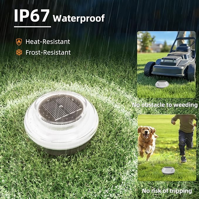 VOLISUN Mini Solar Pathway Lights Outdoor,8 Pack Flat Solar Ground Lights | IP67 Waterproof Solar Powered Disc Lights,Landscape Lighting for Garden Yard Walkway Luces Patio Driveway,Cool White