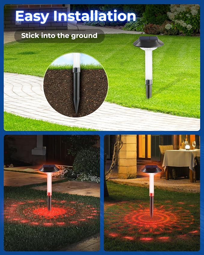 ALEPOD Solar Pathway Lights Outdoor 8 Pack, 7 Lighting Modes Solar Lights Outdoor Waterproof IP68, Landscape Lighting for Yard Pathway Backyard Lawn