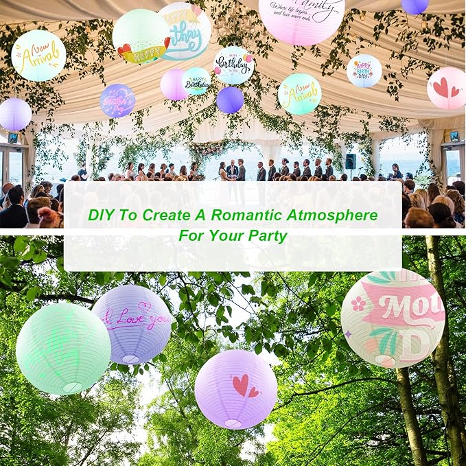 19.68" White Round Paper Lanterns, Chinese/Japanese Paper Lantern Pendant Light, Large Hanging Paper Lamp Shade for Party Decoration, Home Decor Ceiling Lampshade(2 PCS)