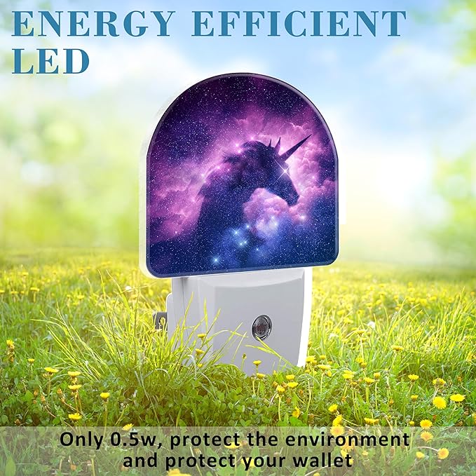 Plug in Night Lights Unicorn Silhouette in Galaxy Nebula Nightlight Plug Into Wall Dusk to Dawn Sensor LED Night Light for Kid Girls Boys Room Decor,Hallway,Kitchen,Bathroom,Nursery,Stairs
