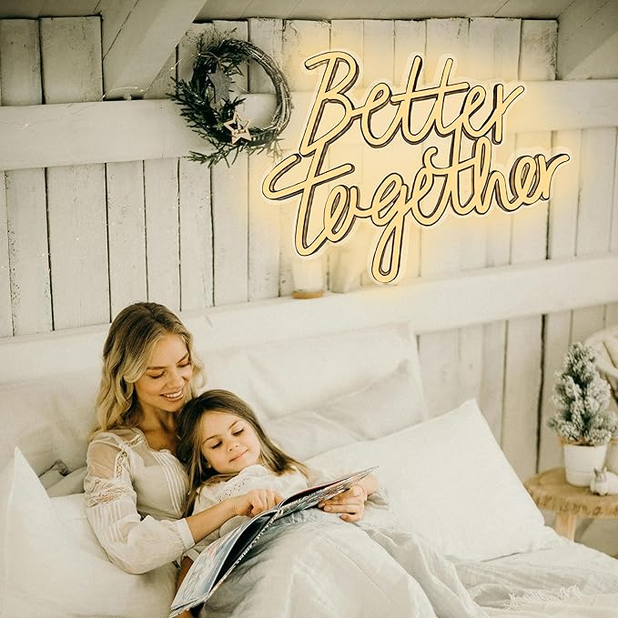 Better Together Neon Sign,Adjustable LED Neon Light Sign Backdrop powered by USB,Hanging Light for Wedding,Bar,Birthday,Wall Decor,Art Decoration(Warm White)