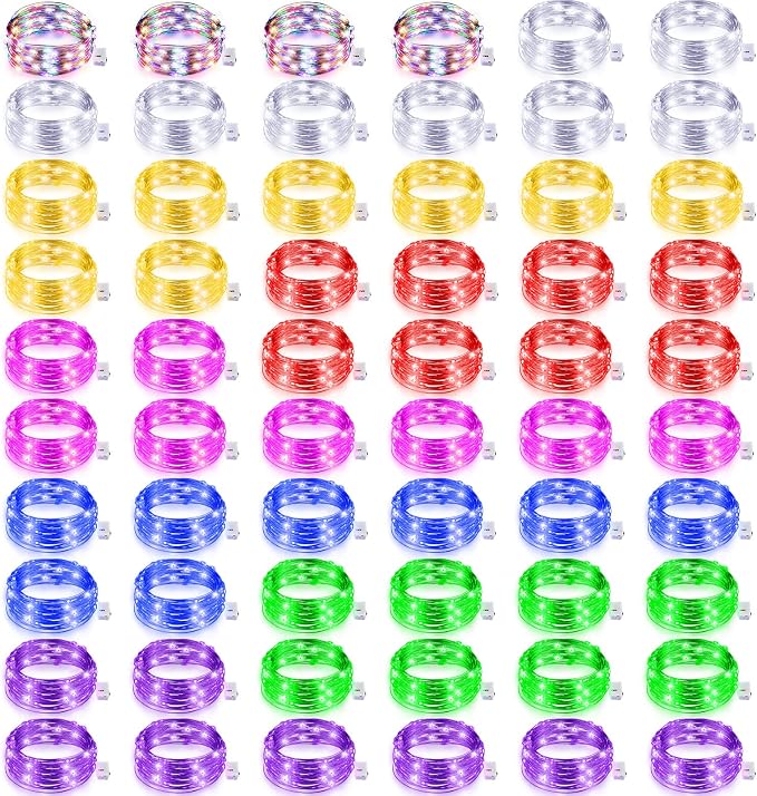 150 Pack LED Fairy Lights Colored Battery Operated String 3 Speed Modes 7 ft 20 LED Starry Wedding Decoration Waterproof Wire Twinkle Light for DIY Jar Bedroom Party Supplies (Multi Color)
