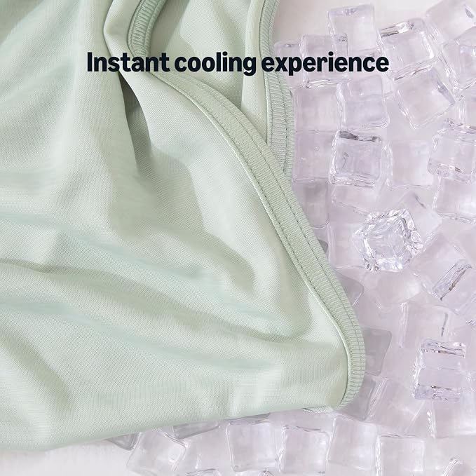Amazon Basics Cooling Blanket for Hot Sleepers, Reversible Lightweight Thin Throw Blanket for Bed, Couch and Sofa, King (90" x 108"), Aloe Green