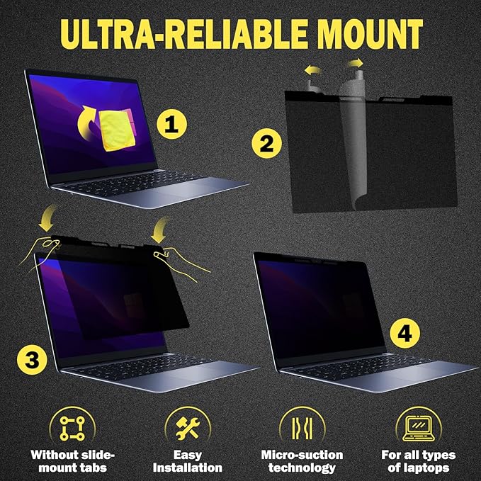 Laptop Privacy Screen 14 Inch Anti Blue Light Screen Protector, Laptop Screen Privacy Shield - 16:9 Aspect Ratio Hanging Style