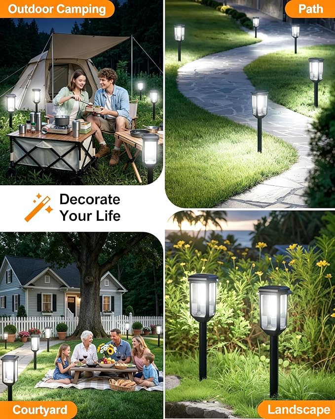 Tenmiro Solar Pathway Lights Outdoor 8 Pack, Bright Solar Garden Lights | IP65 Waterproof Shatterproof, Auto On/Off Landscape Lighting for Yard Lawn Patio Walkway Driveway Decor 6500K