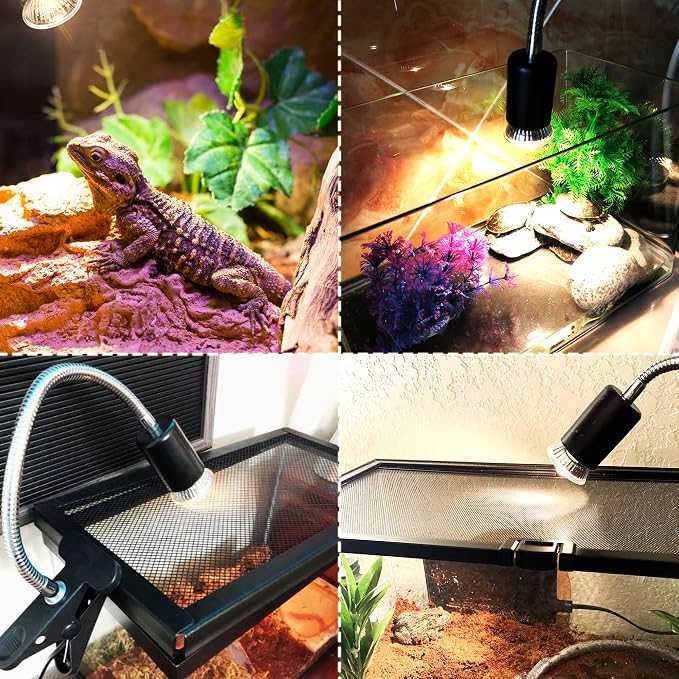 Reptile UV Bulbs, 2 Pack 50W Basking Heat Lamps, Habitat Basking Heat Bulb, UVB Light for Terrariums (E27, 110V)