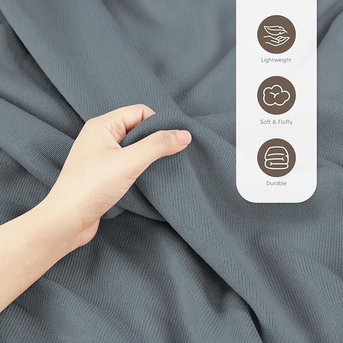 Utopia Bedding Soft Jersey Knit Blanket Grey Queen (90x90 Inches) | Lightweight, Breathable, Sweatshirt Blanket, Bed, Couch, Sofa, Cozy, Home Decor, Summer