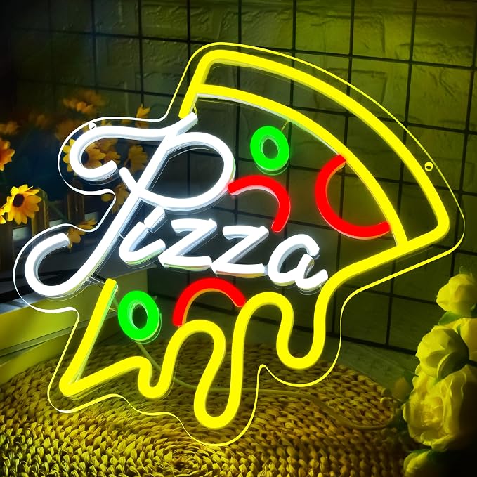 Pizza Neon Sign for Wall Decor Pizza Led Neon light Up Sign for Pizzeria | Dimmable Neon,Birthday Pizza Gifts,5V USB Powered,Resturant,Pizzeria,Party Decor,Business Shop,Dining Hall Art,13.0*13.1in