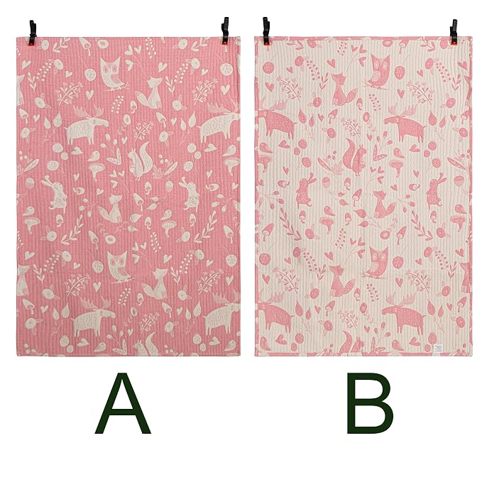 NTBAY 3 Layer Muslin Toddler Blanket, 30 x 40, Pink Owl | Breathable Muslin Cotton Outer Layers with Light Thermal Fill, Reversible for Stroller, Daycare, Travel, and Supervised Use