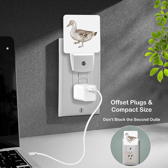 LED Night Light Lamp with Smart Sensor Dusk to Dawn Sensor,Female Mallard Duck Night Light Daylight White,0.5W Plug-into Wall for Adults,Bedroom,Bathroom,Hallway,Kitchen