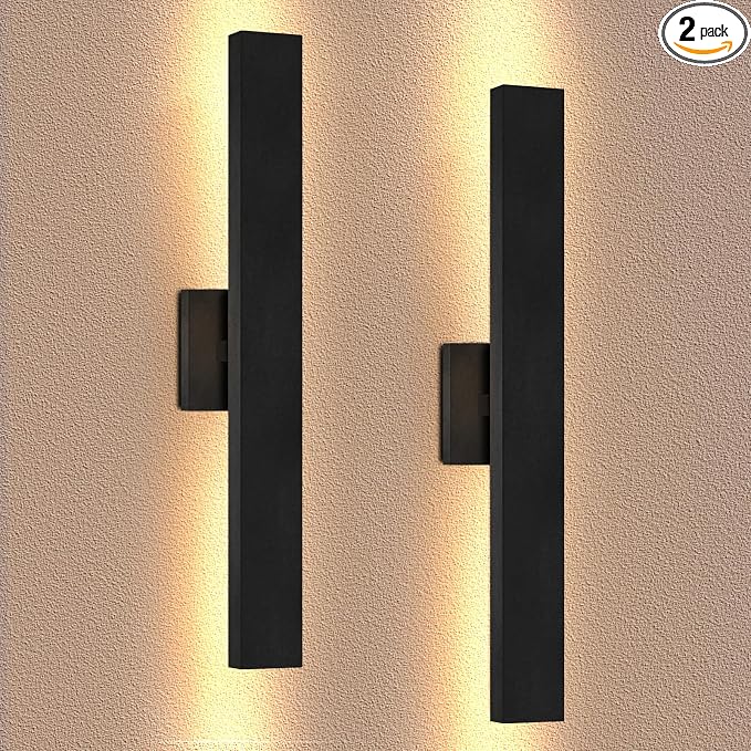 Aluminum Modern LED Wall sconces 2 Pack, 24.4 inch Black Wall Lights 28W