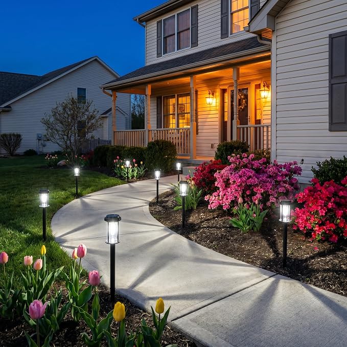 DERAYSION Solar Lights Outdoor Pathway, 8 Pack LED Solar Garden Lights | 21" Dusk to Dawn Bright Pathway Lights Solar Powered Waterproof Outdoor Solar Lights for Garden Yard Path Driveway, 6000K