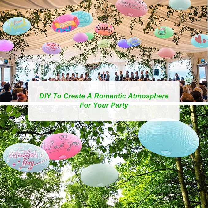 White Oval Paper Lanterns, 16.54" Large Hanging Paper Lantern Shade, 1 Pack | Chinese/Japanese Paper Pendant Lampshade, Handmade, for Party Decoration, Wedding, Home Decor Ceiling Lamp shade