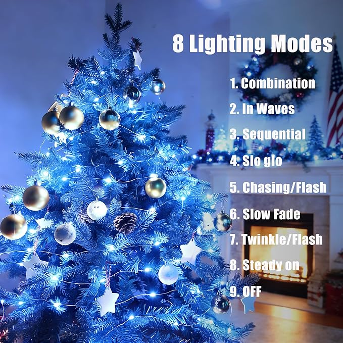 2 Pack Fairy Lights Battery Operated - 16.4ft 50 LED Blue | Starry Fairy Lights , 8 Modes Waterproof with Timer for Indoor Outdoor Bedroom Party Holiday Christmas Decor, Copper Wire