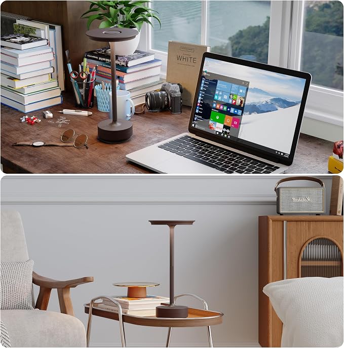 TBBGA 1 Pack Rechargeable Table Lamps Cordless, 5000mAh Outdoor Table Light | 3 Color Stepless Dimming Portable LED Table Lamp with Memory Function, for Home/Dinner/Patio/Restaurant.(Rust)