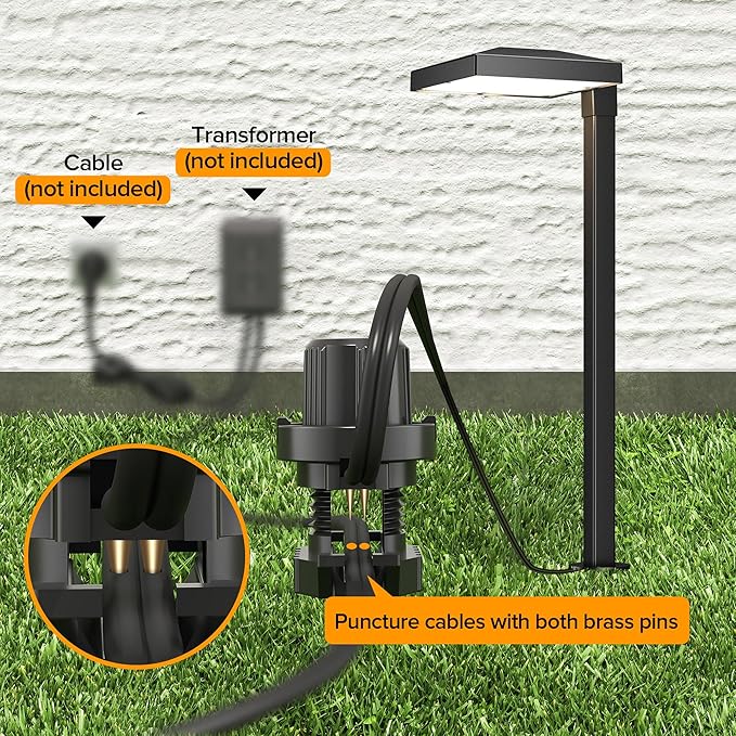 LUTEC 2 Pack Low Voltage Pathway Lights, Aluminum 12V Landscape Lighting with Connectors，IP65 Waterproof Anti-Glare Wired LED Pathway Lights, 5W 500LM Warm White 3000K for Pathway, Yard, Garden