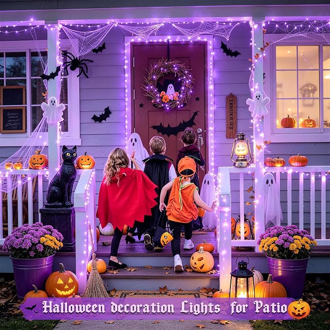 JMEXSUSS USB 100 LED Purple Fairy Lights Plug in | 33Ft, Purple Halloween Lights with Remote, 8 Modes Christmas Lights for Bedroom Tree Indoor Car Decorations