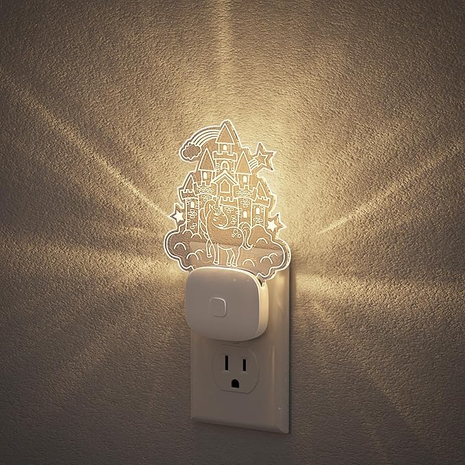 JandCase Castle Kids Night Light, 10 Color Changing, Dusk to Dawn Sensor | Acrylic RGB Nightlight for Kids Girls Bedroom, Gifts for Girls