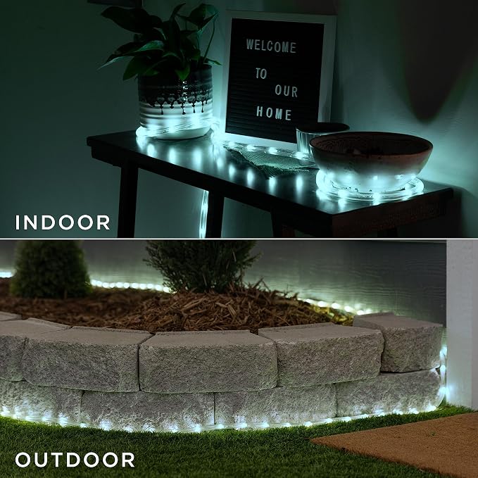 UltraPro LED Rope Lights, 16ft Classic Clear, Cool White Light 5000K, Indoor/Outdoor, Flexible, Linkable, Durable, Rope-Lights Outdoor, 54842 (Pack of 12)