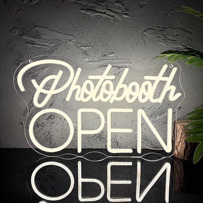 Photobooth Open Neon Signs for Wall Decor, Dimmable Photo Studio Sign Led Neon Light Sign Photo Booth Decor Open Sign Office Reception Sign Birthday Party Decorative Gifts(15.7 * 9.5in)