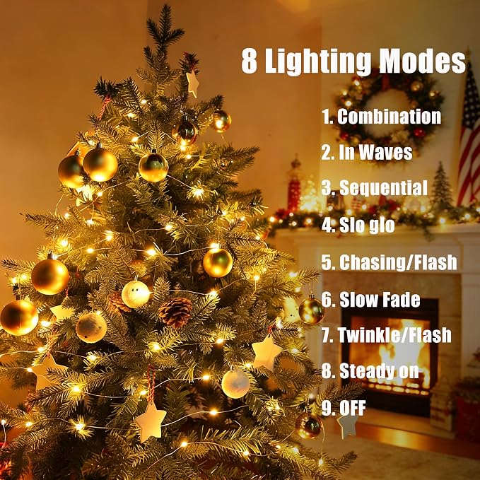 Warm White Fairy Lights Battery Operated - 2 Pack 16.4ft 50 LED | Starry Fairy Lights , 8 Modes Waterproof with Timer for Indoor Outdoor Bedroom Party Holiday Christmas Decor, Copper Wire