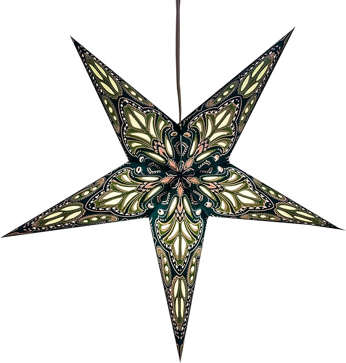 Lotus Paper Star Lantern with 12 Foot Power Cord Included