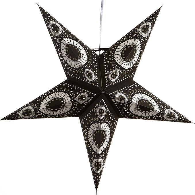 Sunflower Black Paper Star Lantern with 12 Foot Power Cord Included