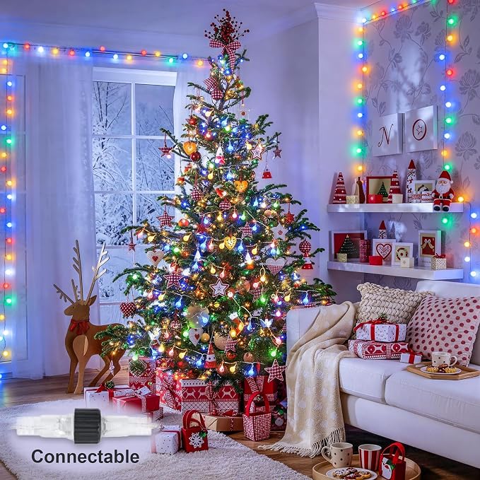 JMEXSUSS Connectable 33ft 100 LED Color Changing String Lights for Bedroom | Globe Smart Halloween Lights Indoor with Remote & APP, Clear Wire Smart Fairy String Light Plug in for Halloween Christmas