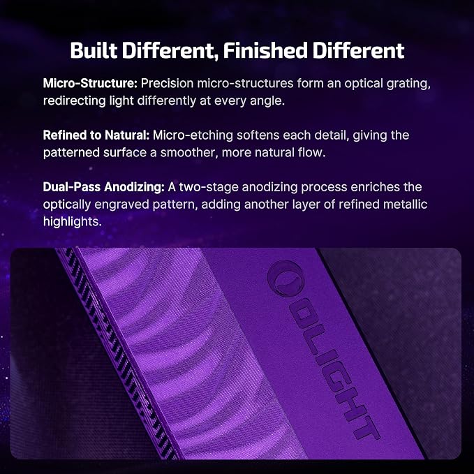 OLIGHT ArkPro EDC Flat Flashlight Rechargeable, Pocket Light, Nebula Violet | Green Beam, White LED, UV Flashlight, 1500 Lumens Flash Light, USB-C Magnetic, Camping Lights for Emergency Work Outdoor Home