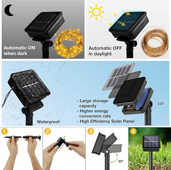 Cobus CozyHome Outdoor Lights for Patio | Solar Outdoor Lights 20 LEDs | Solar Lights Outdoor Garden | Solar String Light Lantern | Outdoor Solar String Lights | Solar String Lights Outdoor Garden