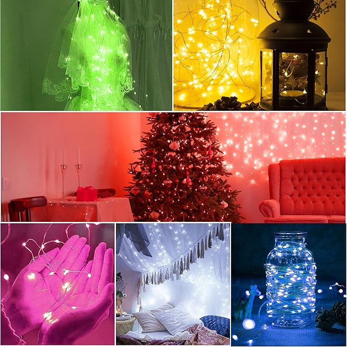 12 Pack Fairy Lights Battery Operated String Lights - 7ft 20 LED Waterproof Silver Wire Firefly Lights for DIY Wedding Décor Table Centerpieces Craft Mason Jars Party Decor (Mixed-Color)