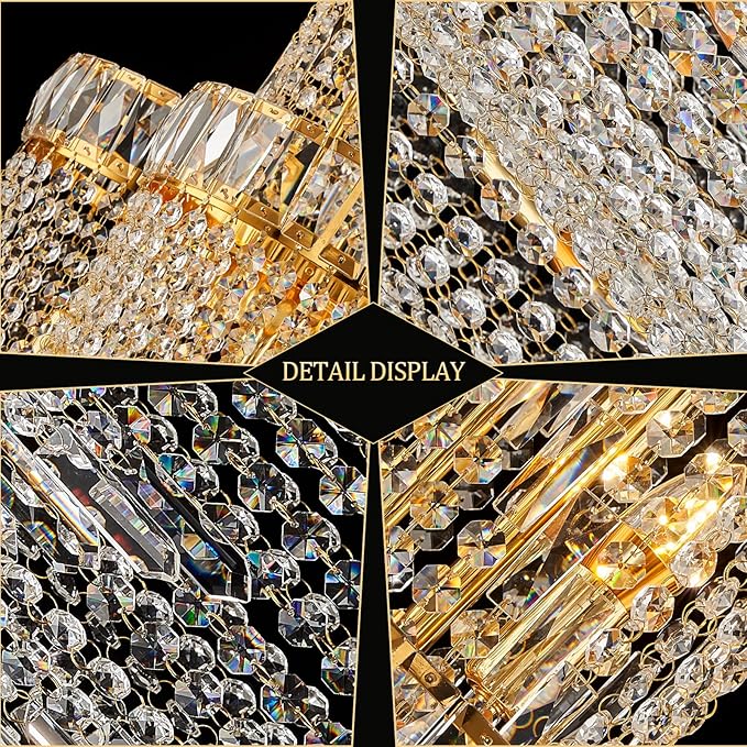 73-Inch Spiral Crystal Beaded Strands Chandelier for High Ceiling, 9-Lights Luxury Gold Foyer Pendant Light, Modern Semi-Flush Mount Ceiling Light Fixture for Entryway Staircase