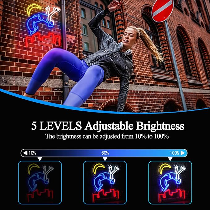 Parkour Sport Neon Sign for Wall Decor, Led Inspirational Sign Sport Neon Light for Classroom Man Cave Gym(15.75 * 12.6In)