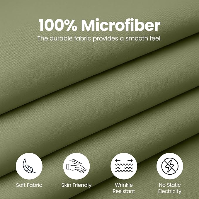 Queen Bed Skirt, Hides Under-Bed Storage 16 Inch Drop, Pleated, Olive | Easy Fit Design, Shrinkage & Fade Resistant, Hotel Style, Microfiber Durable Fabric, Machine Washable