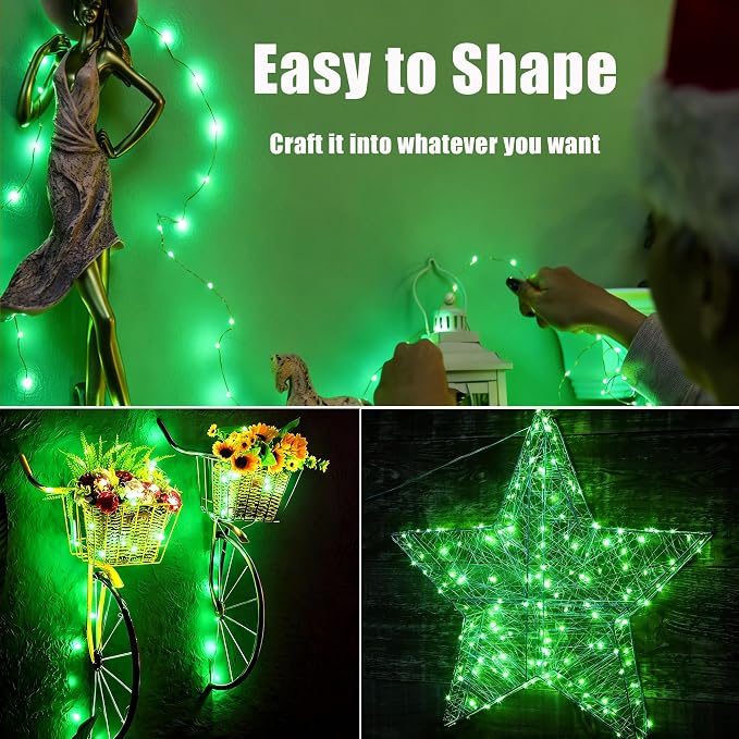 2 Pack Fairy Lights Battery Operated - 16.4ft 50 LED Green | Starry Fairy Lights , 8 Modes Waterproof with Timer for Indoor Outdoor Bedroom Party Holiday Christmas Decor, Copper Wire