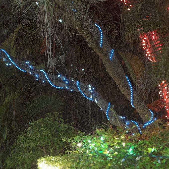 Wintergreen Lighting 18' 216-Bulb Commercial Grade Incandescent Blue Rope Light Kit – Light Rope Outdoor, Christmas Light – Includes Clips and Power Cord, 120V, ½ Inch, 2-Wire