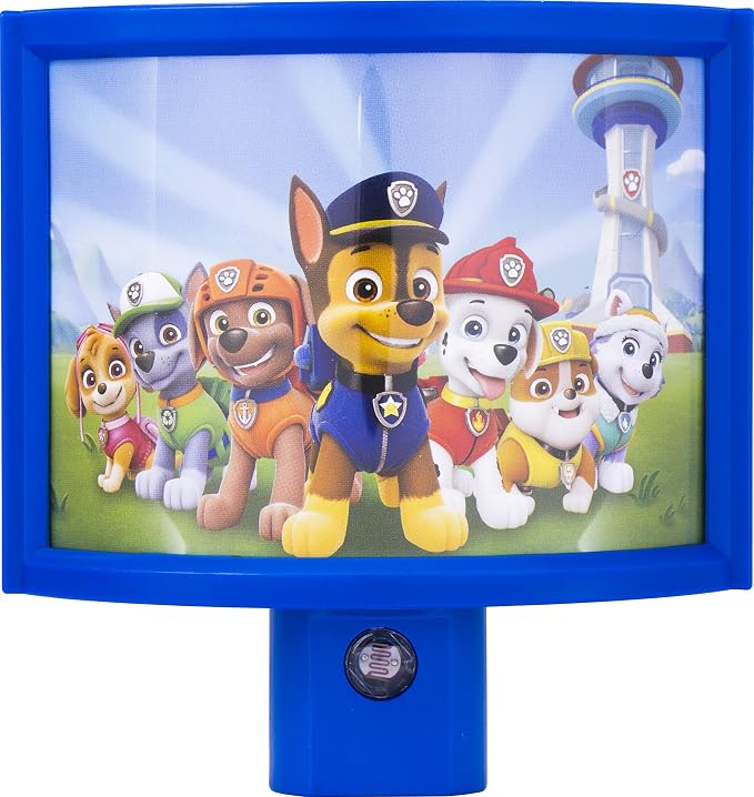 Nickelodeon Paw Patrol LED Night Light, Plug-in, Marshall, Rocky, Scout, Skye, Ryder, Chase, Kids Gifts, Dusk-to-Dawn Sensor, Great for Bedroom, Bathroom, Nursery, Playroom, Hallway, 39137