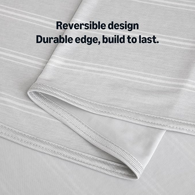 Amazon Basics Striped Cooling Blanket for Hot Sleepers, Reversible Lightweight Thin Throw Blanket for Bed, Couch and Sofa, Throw (50" x 70"), Gray Striped