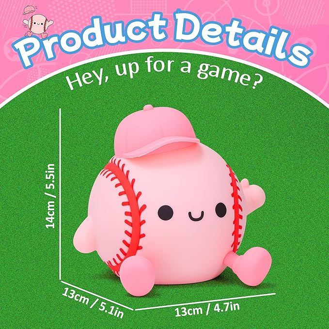 Softball Night Light for Girls, Silicone Touch Control Lamp, USB Rechargeable with Timer & Brightness Adjustment, Gift for Softball Lovers