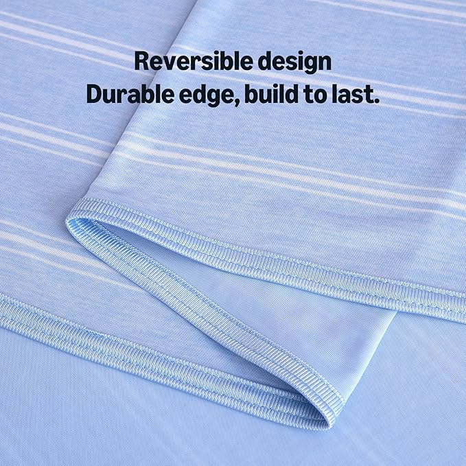 Amazon Basics Striped Cooling Blanket for Hot Sleepers, Reversible Lightweight Thin Throw Blanket for Bed, Couch and Sofa, King (90" x 108"), Blue Striped