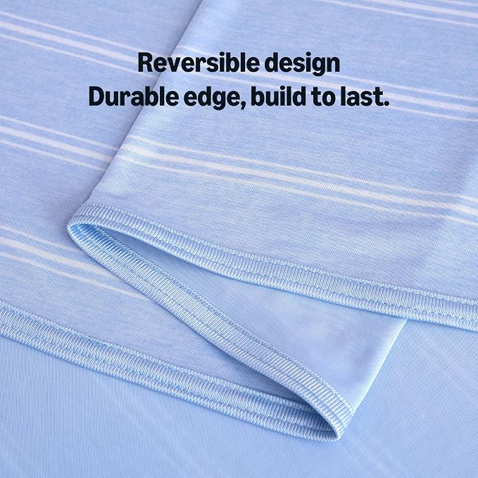 Amazon Basics Striped Cooling Blanket for Hot Sleepers, Reversible Lightweight Thin Throw Blanket for Bed, Couch and Sofa, Twin XL (60" x 90"), Blue Striped