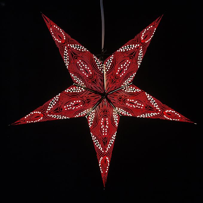 Morse Code Paper Star Lantern with 12 Foot Power Cord Included