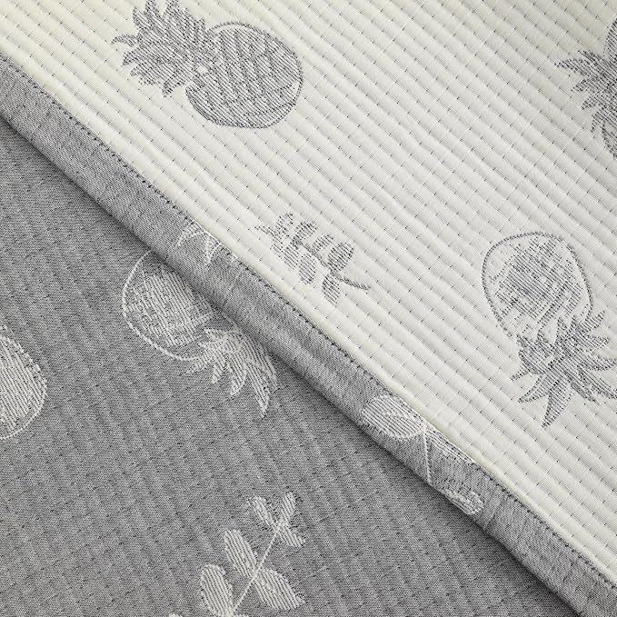 NTBAY 3 Layer Muslin Toddler Blanket, 30 x 40, Grey Pineapple | Breathable Muslin Cotton Outer Layers with Light Thermal Fill, Reversible for Stroller, Daycare, Travel, and Supervised Use